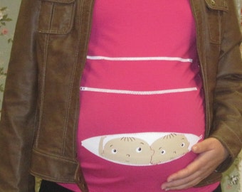 Twins Maternity shirt long sleeves, COOCKUBOO Funny pregnancy shirts, Funny tops, Pregnancy clothing. Supper comfortable! You Will LOVE It!