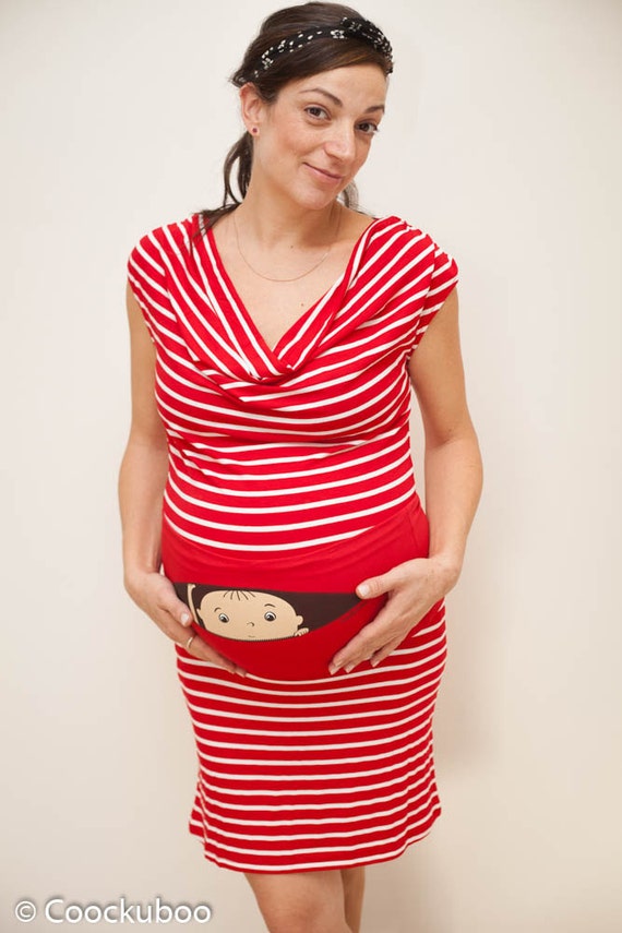 Striped Maternity Dress by Coockuboo. Peekaboo Dress Flattering Pregnancy Dress With Belly Band. Comfortable Stretch Fabric y It Now Etsy