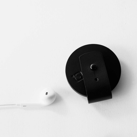 Leather Cable Cord Organiser Headphone Case Leather Holder