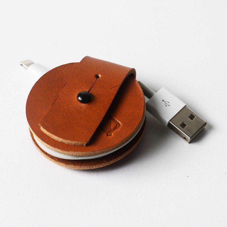 Leather Cable Cord Organiser Headphone Case Leather Holder Etsy