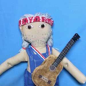 Willie Nelson Fan Art Doll / OOAK Hand-made Country Singer Rag Doll
