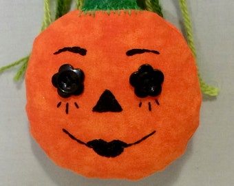 OOAK Hand-made Raggedy Ann Pumpkin Face Jack-o-Lantern ornament