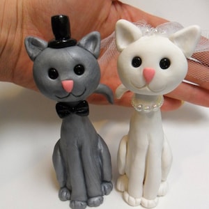 Cat Wedding Cake Topper - Wedding Cake Topper - Polymer Clay Figurines