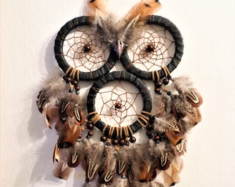 Handmade Owl Dreamcatcher – Feather Wall Hanging Decor