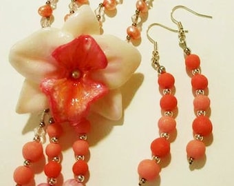 Pink Orchod and Earrings