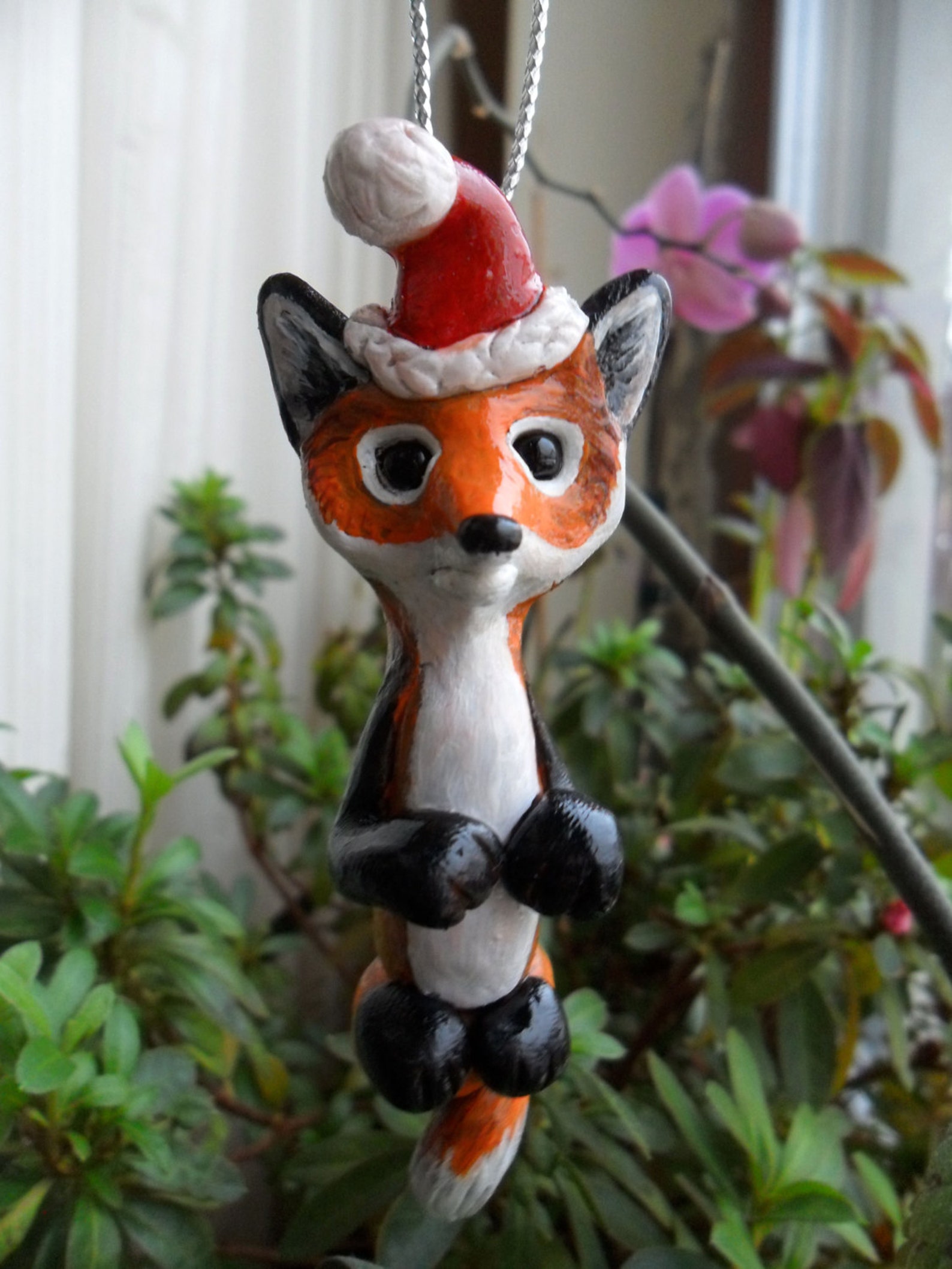 Santa Fox Christmas Ornament Christmas Tree Ornaments Fox  Etsy