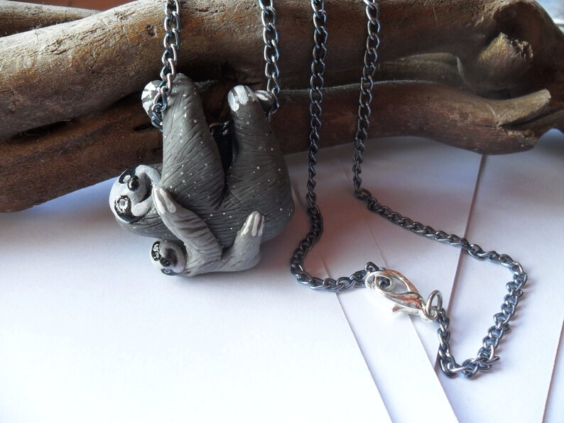 Cute Baby Sloth Necklace – Brass, Silver, Or Copper Pendant, 17" Chain, Animal Charm