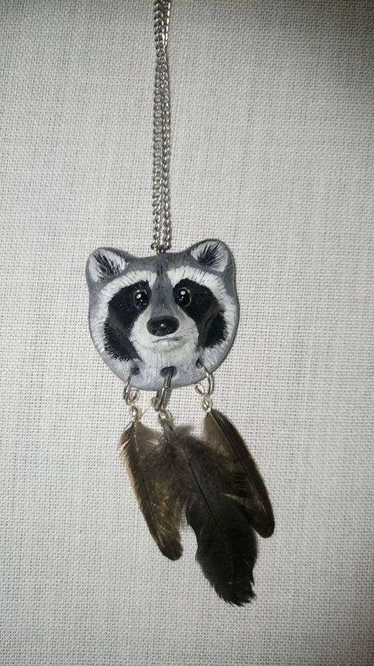 Raccoon Spirit Animal Raccoon Totem Necklace Polymer Clay - Etsy
