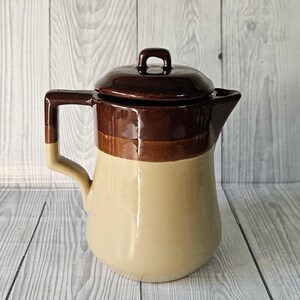 Vintage 1970s two-tone glazed stoneware coffee pot