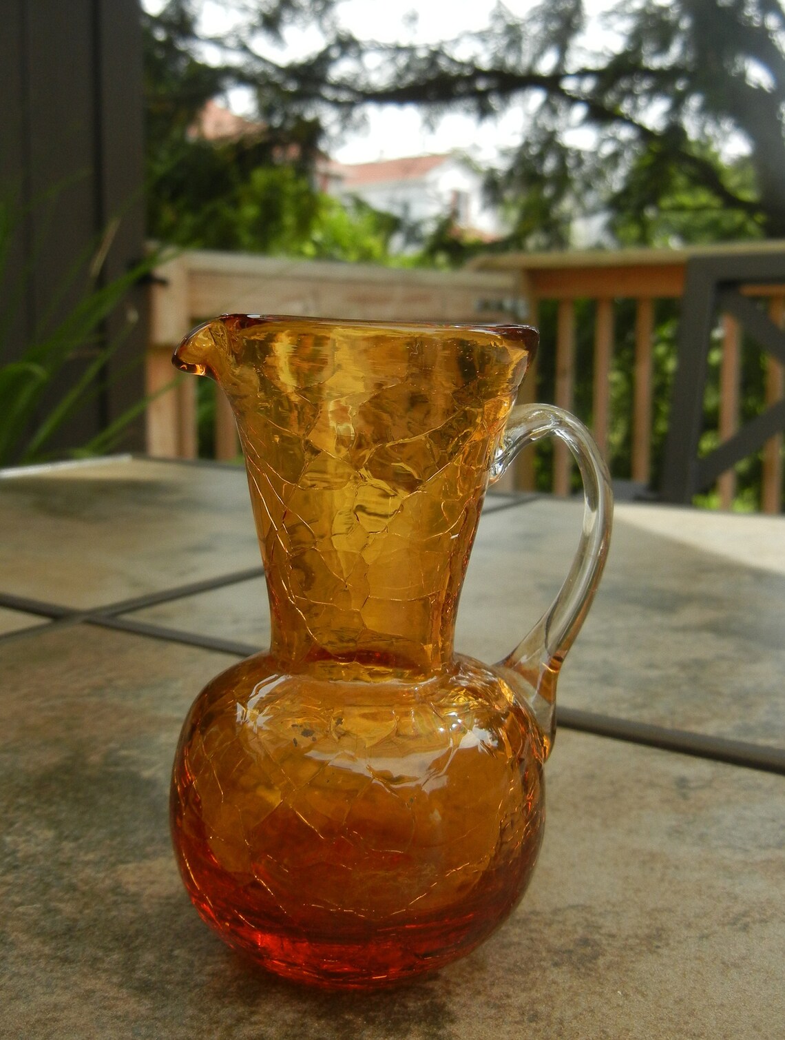 Small Vintage Amber Glass Jug or Vase Etsy