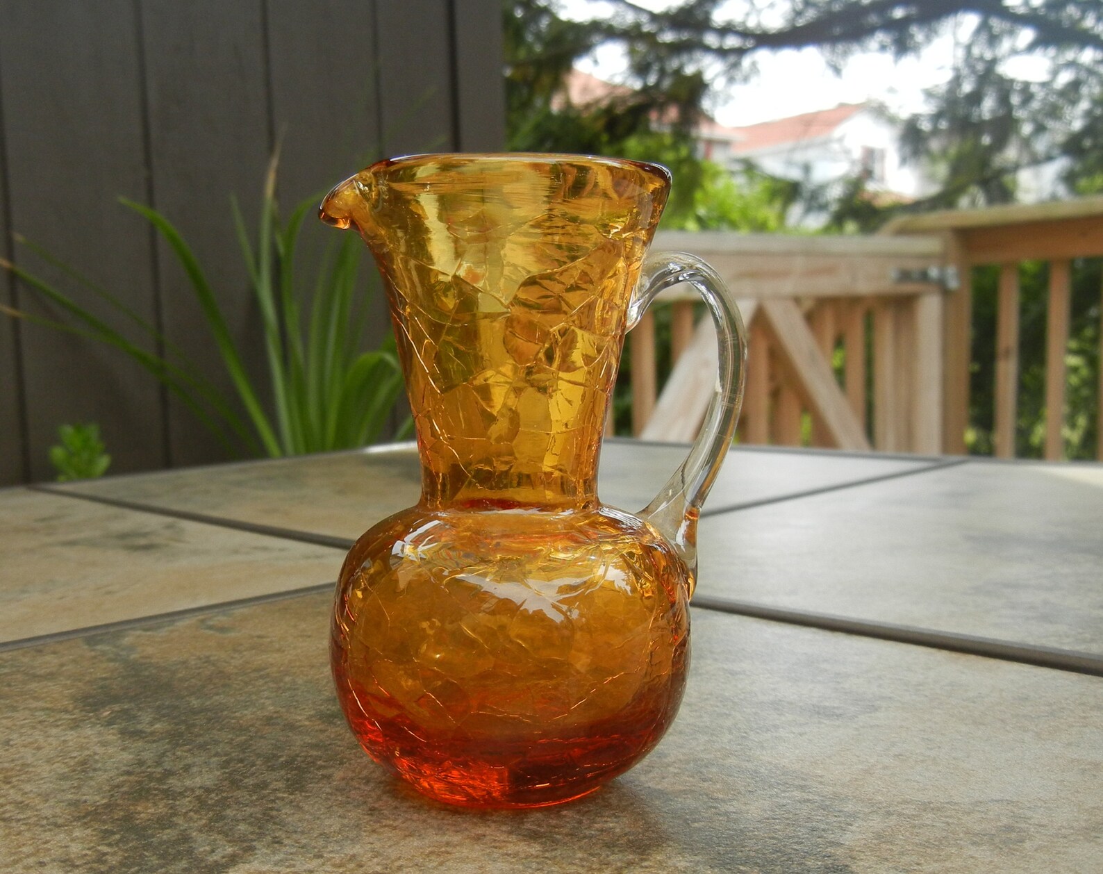 Small Vintage Amber Glass Jug or Vase Etsy