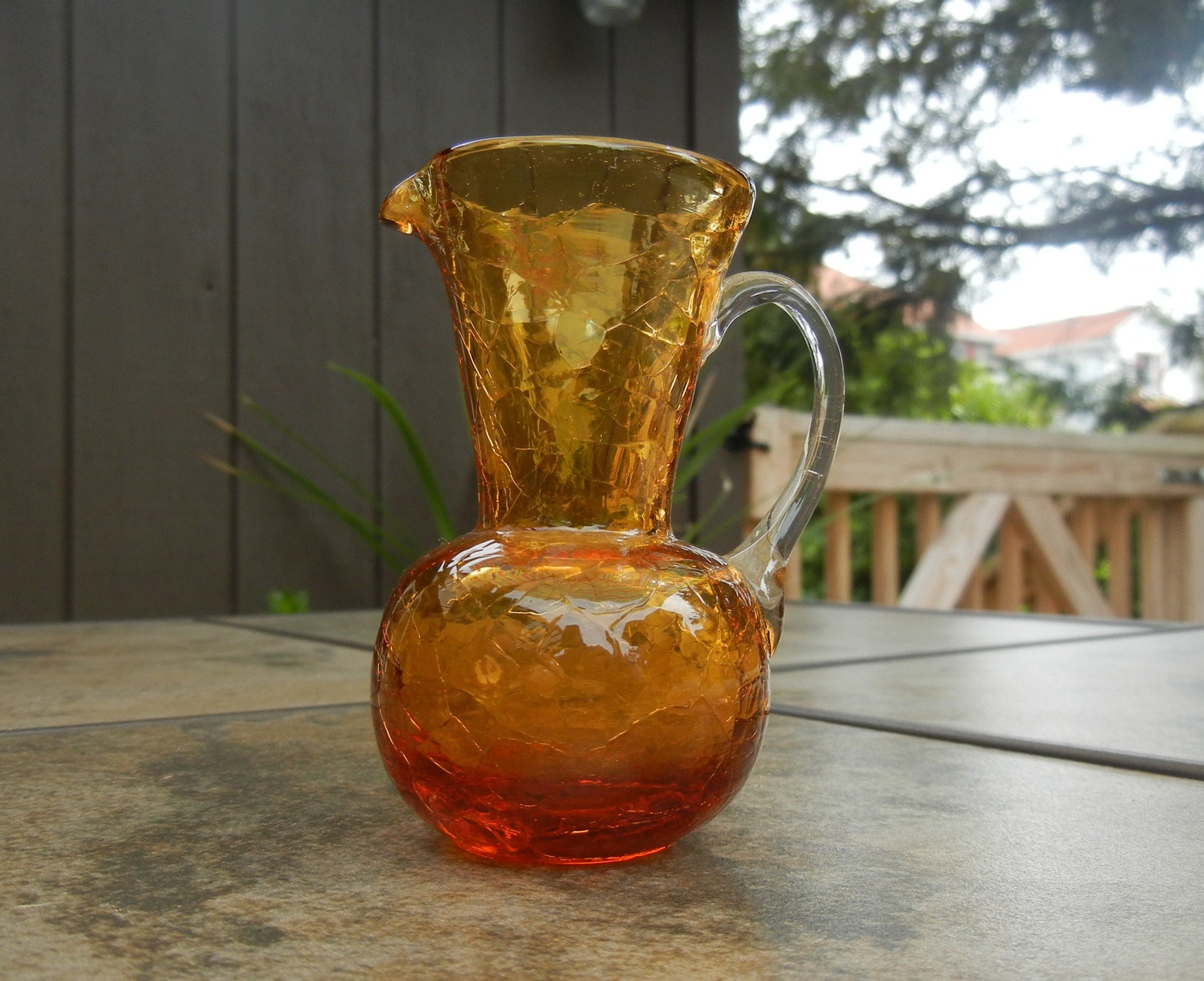 Small Vintage Amber Glass Jug or Vase Etsy