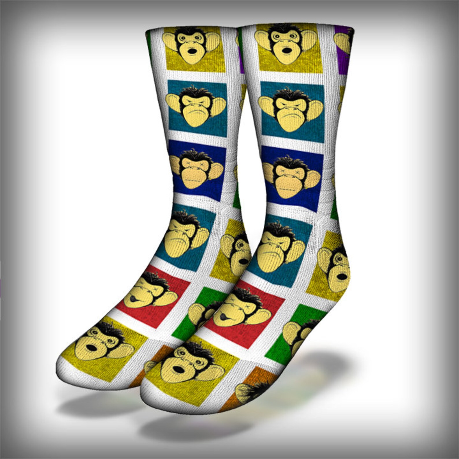Monkeys Grumpy Monkey adult crew socks or knee high socks Etsy