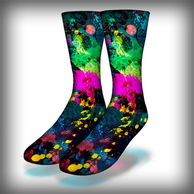or knee high socks novelty streetwear comfortable fashionable trendy crew Paint Splatter anklet