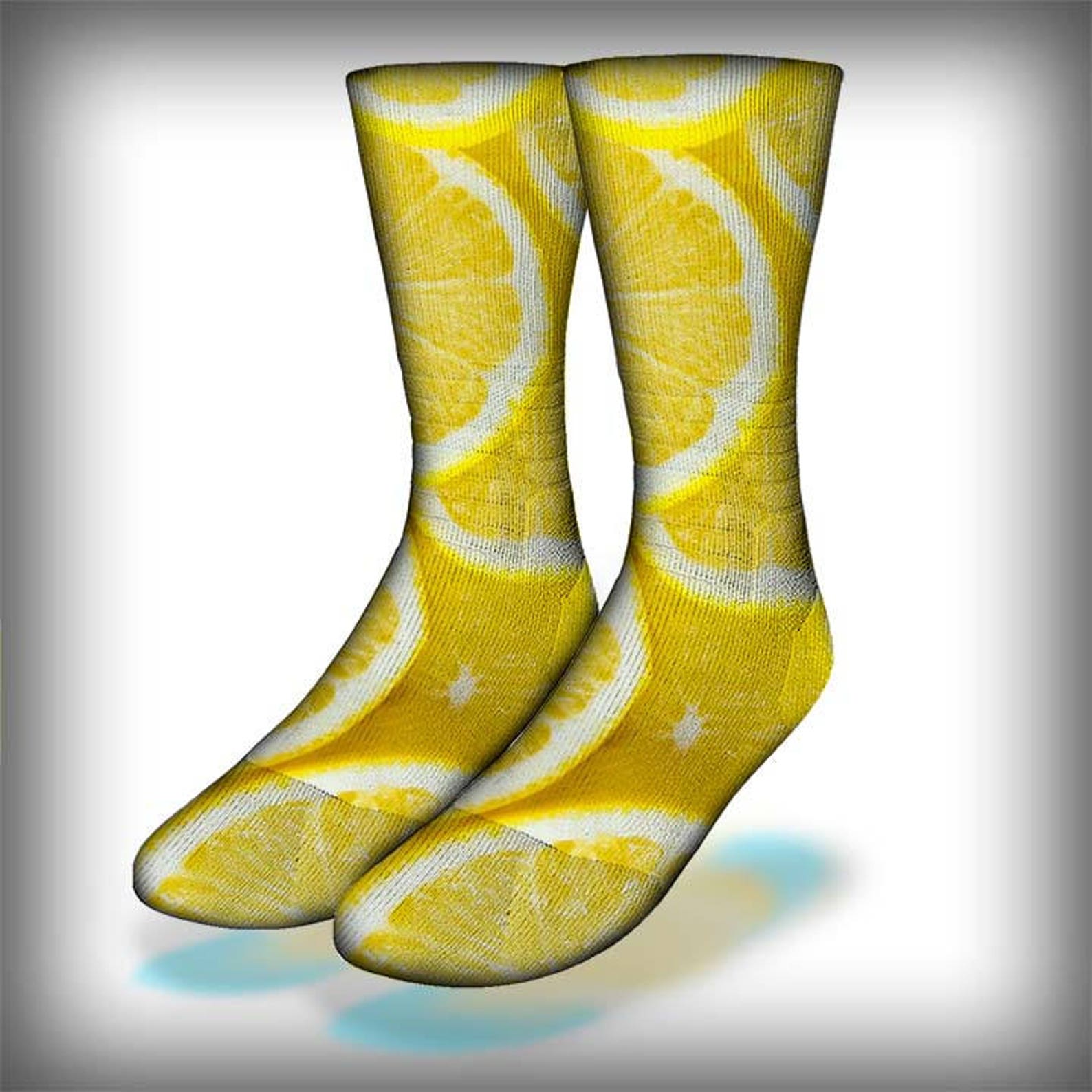 Lemons adult crew socks or knee high socks novelty streetwear Etsy