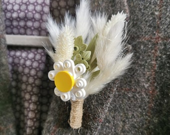 LEGO DAISY Buttonhole *Handmade* Boutonnière with Dried Flowers