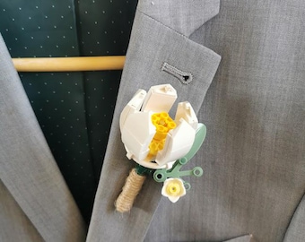 LEGO® Lotus Knopfloch Boutonniere WEISS