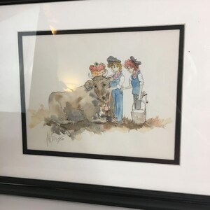 Original acuarela pintura granja país enmarcado ecléctico | Etsy