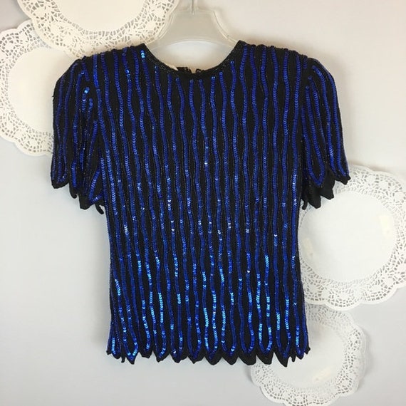 royal blue sequin blouse