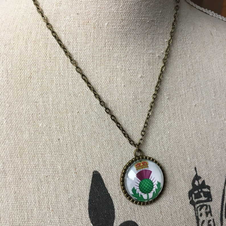Scotland Gift Travel Necklace Scottish Thistle Crest Celtic Symbol Jewelry For Woman Wanderlust Girlfriend Wife Surprise Trip Bucket List