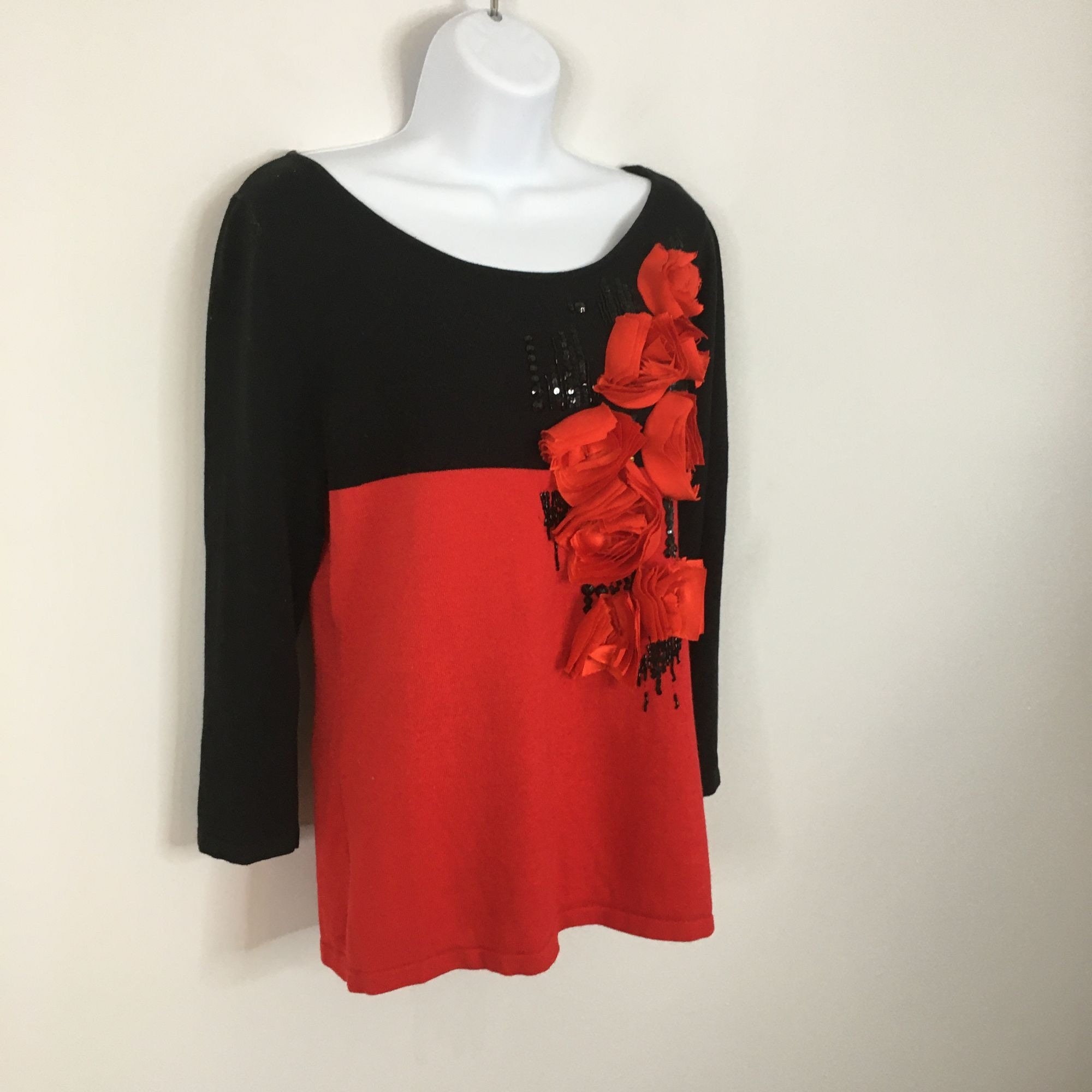 Vintage 90s Berek Sweater PL Red Black 