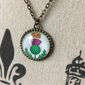 Scotland Gift Travel Necklace Scottish Thistle Crest Celtic Symbol Jewelry For Woman Wanderlust Girlfriend Wife Surprise Trip Bucket List