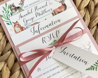 Woodland Wedding Invitation Bundle,  Woodland Wedding Invitation, Forest Wedding Invitation, Rustic Wedding Invitation, Forest Theme