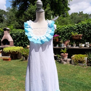 Vintage Shabby-Chic-Nachthemd weiß hellblau voilà Sky-Chic-Hochzeit BRAUT Shabby-Chic-Nachthemd Frau Bild 3