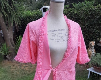 Vestaglia pizzo rosa shabby chic vintage Italy lingerie wedding sposa bride Dressing gown pink anni 50 prezioso vintage rosa