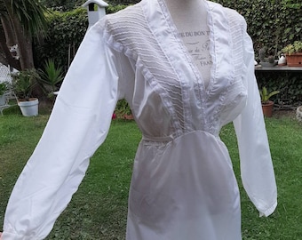 Peignoir grande Gatsby coordinato nunziale camicia da notte e sottana  vintage 50s raso RHODIATOCE bianco shabby chic raro vintage sposa