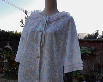 Vestaglia shabby chic 60s vintage fiori primavera donna romantica bridal wedding  Dressing gown celeste psichedelico floreale