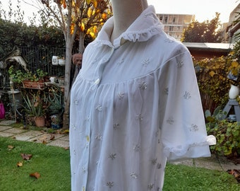 Vestaglia celeste delicato chiffon shabby chic vintage wedding sposa bride Dressing gown anni 50 prezioso vintage italiano