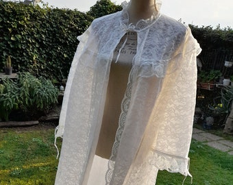 Vestaglia vintage anni 30 bianco pizzo nuvola soffice dressing gown pizzo bianco wedding sposa luna di miele chic shabby chic