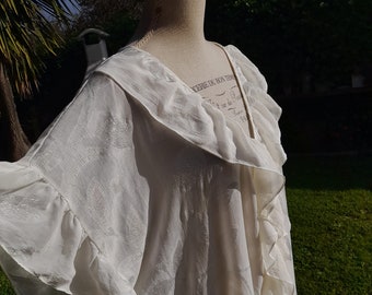 Fabulous cream white shirt dress shabby chic vintage kaftan dress White woman party ceremony