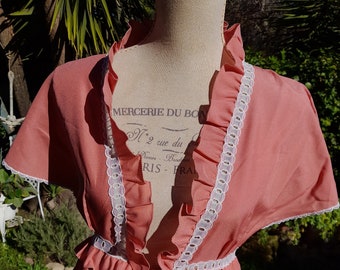 Coordinato vestaglia e camicia da notte vintage italiano anni 60 ROSA AMARANTO ricamo peignoir pink donna shabby chic sposa e ragazza