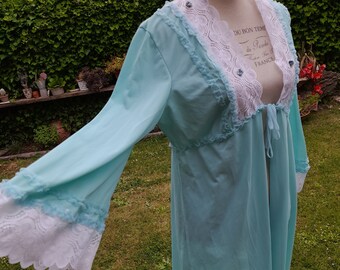 Vestaglia shabby chic acqua marina sensuale chic vintage donna mamma dressing gown colazione 50s  fashion Italia