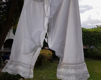 Bloomers culottes antiques unisexe vintage blanc coton naturel malle de grand-mère femme lingerie vintage début des années 1900 lingerie