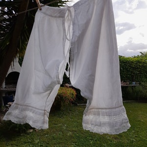 Bloomers antique knickers unisex vintage white natural cotton granny's trunk woman vintage lingerie early 1900s linen