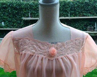 Camicia da notte shabby chic vintage 50s arancione delicata sposa tulle wedding mamma nightgown chic woman