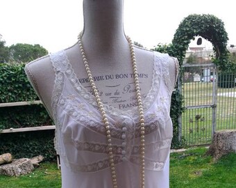 Camicia da notte shabby chic vintage anni 70 ricamo made in Italy Firenze ricami nightgown White bianco sposa wedding mamma chic