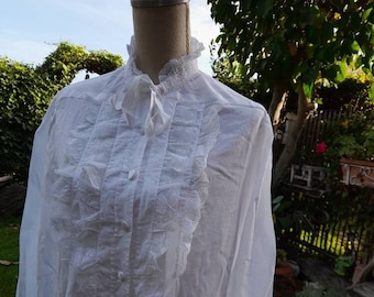 Weißes Nachthemd aus Baumwollspitze, Shabby Chic, romantische Hochzeit, romantische Dessous, weißes Kleid, modische Dessous, italienischer Luxus