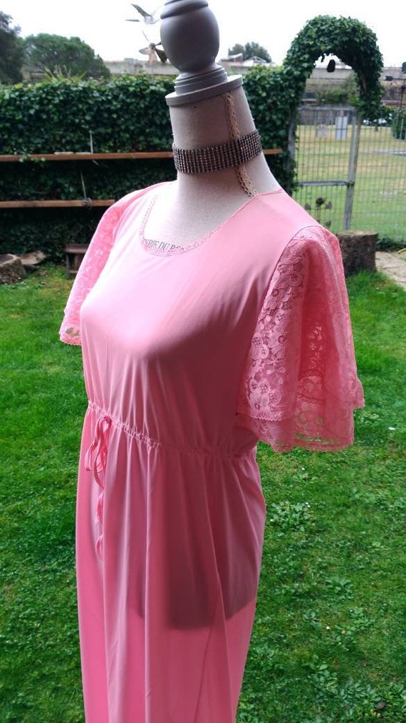 Pink nightgown vintage shabby chic bridal lace pi… - image 4