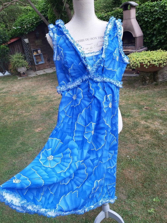 Nightgown babydoll 70s vintage blue psychedelic sk