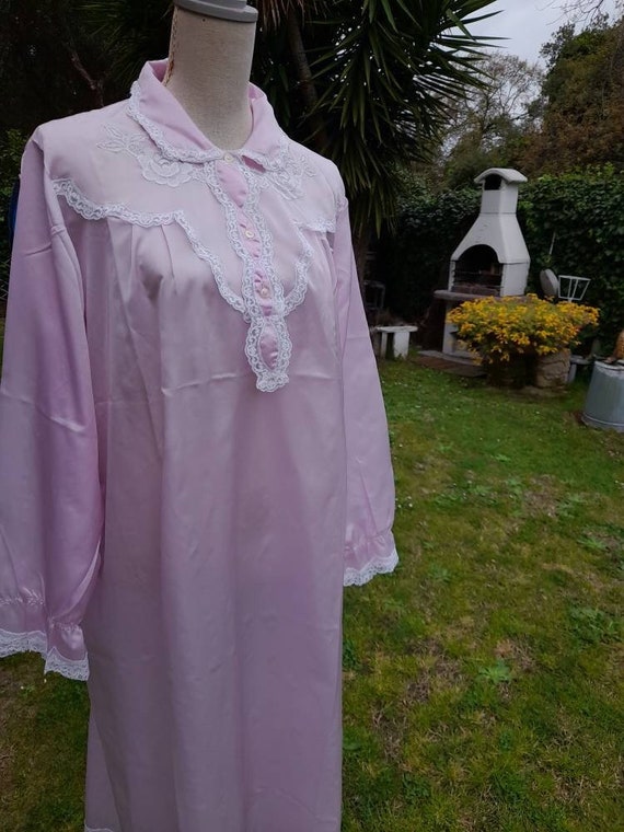 Camicia da notte vintage rosa violetto sposa shab… - image 2