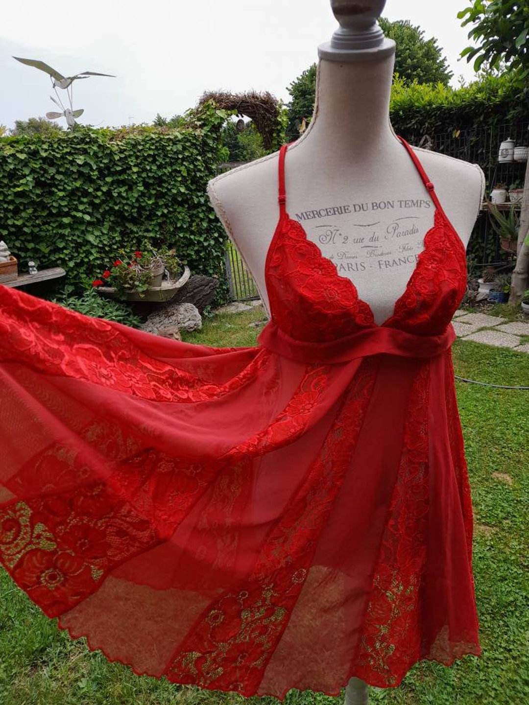 Neigé babydoll encaje rojo sensual sexy camisón ropa interior vintage sexy  payaso chic 90s mamá novia -  México
