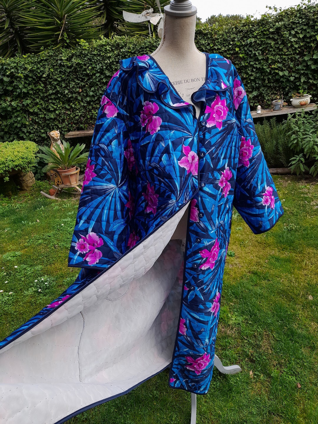 Vintage XL Embroidered Dressing Gown Old Dressing Gown Woman Nostalgic