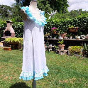 Vintage Shabby-Chic-Nachthemd weiß hellblau voilà Sky-Chic-Hochzeit BRAUT Shabby-Chic-Nachthemd Frau Bild 8