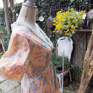 Vintage nightgown flowers wedding woman romantic woman nightgown wedding flowers orange pink green psychedelic 50s cheerful lingerie image 6