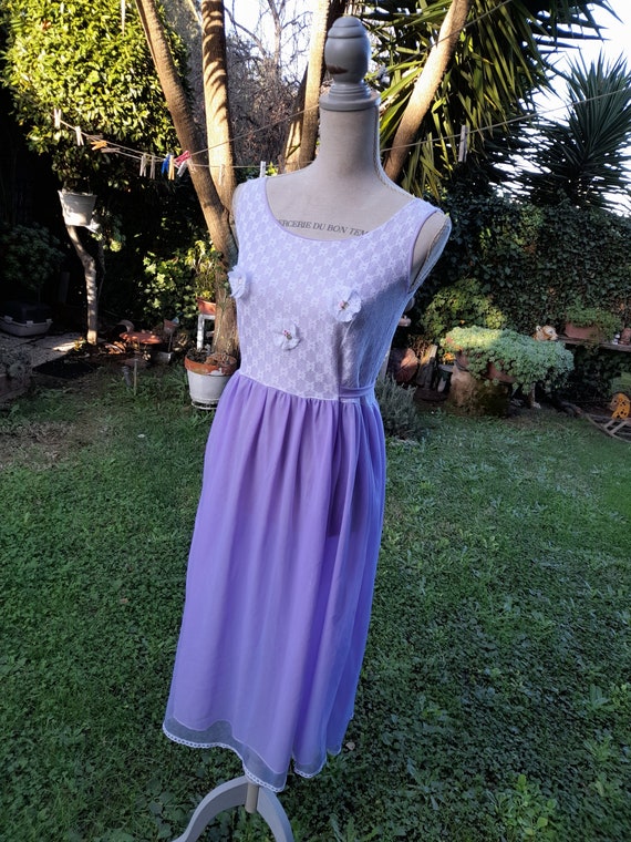 Gorgeous shabby chic nightdress vintage violet tu… - image 2