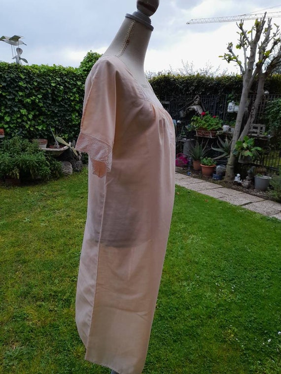 Vintage 50s salmon pink nightgown grandmother's l… - image 4